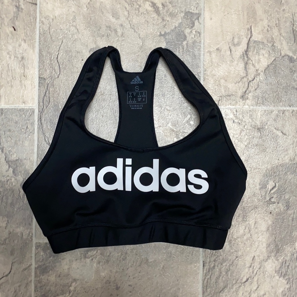 Womens Adidas Sports Bra Size Small S Classic Black White Logo